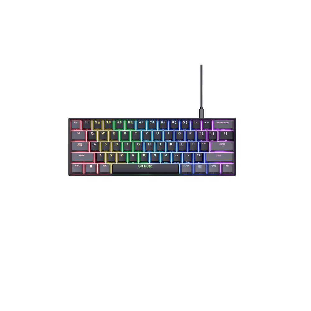 Teclado Gamer trust Gxt 867 Acira Mecanico 60% Negro Trust Caja de carton x 1 Und undefined