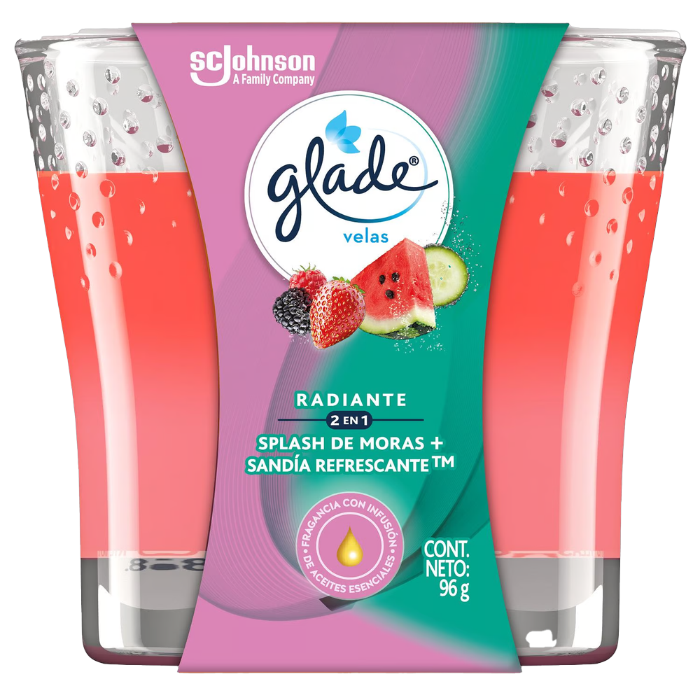 Vela Aromatizante Glade Moras + Sandía Refrescante 96g Glade Vela aromatizantes Mora y Sandia x 1 undefined