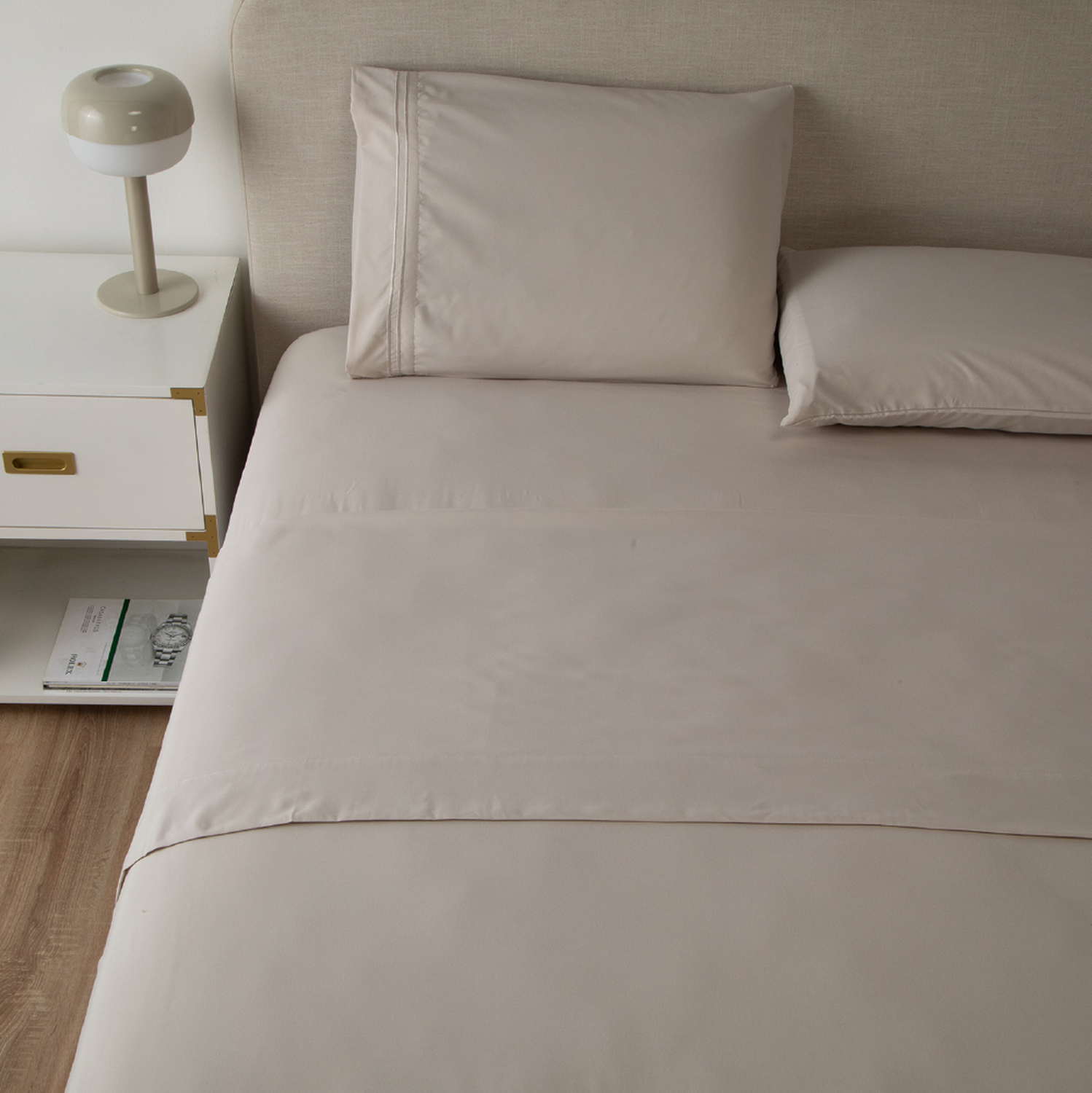 Sabanas 1800 Hotel Ultra Suave Funda Bordada 2 Plazas Beige