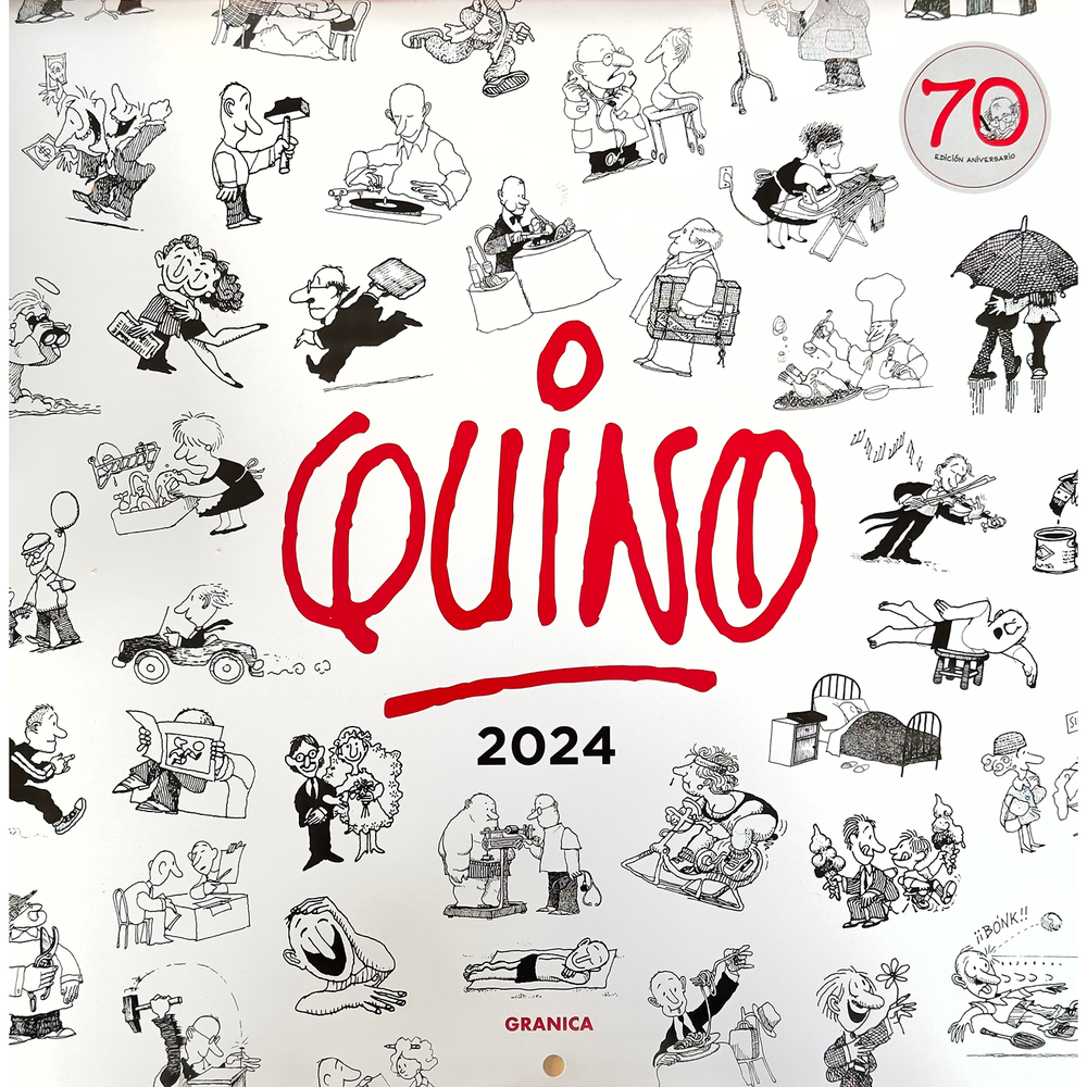 Calendario De Pared Quino. 2024 Granica Libro x 1.0 Calendario De Pared Quino. 2024 Interior: A todo color. - 24pags. Encuadernación: Termosellado individual. Formato: 29 x 29 Editorial: Granica ISBN: 9789878935881 Autor: Quino Estilo: Calendario Pare