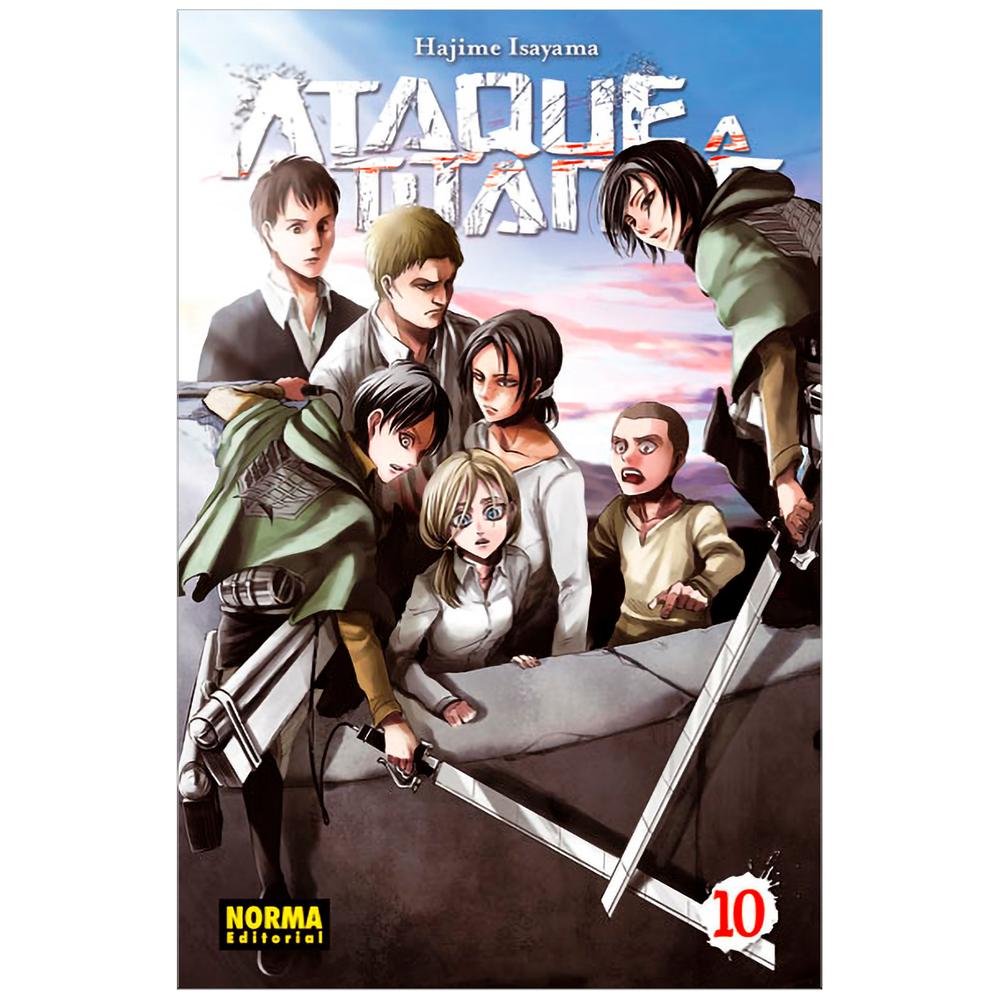 Ataque A Los Titanes No. 10 Editorial Norma Libro x 1.0 ATAQUE A LOS TITANES 10   Autores:Hajime Isayama  Colecciones:CÓMIC MANGA  Editoriales:NORMA Editorial  Series:ATAQUE A LOS TITANES   Los titanes se han infiltrado dentro del muro, lo que significa qu