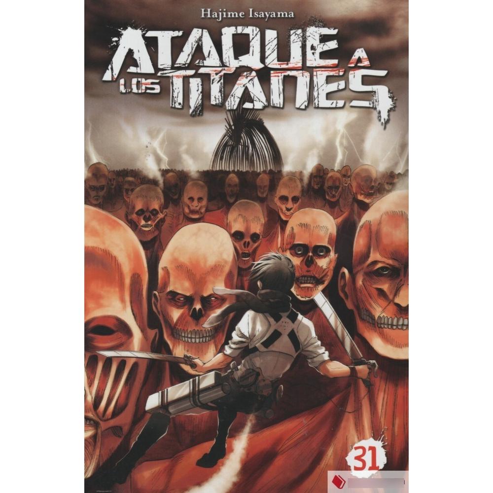 Ataque A Los Titanes No. 31 Editorial Norma Libro x 1.0 ATAQUE A LOS TITANES 31   Autores:Hajime Isayama  Colecciones:CÓMIC MANGA  Editoriales:NORMA Editorial  Series:ATAQUE A LOS TITANES  EREN CONSIGUE EL PODER DE YMIR Y UNA ARMADA DE TITANES COLOSALES SE