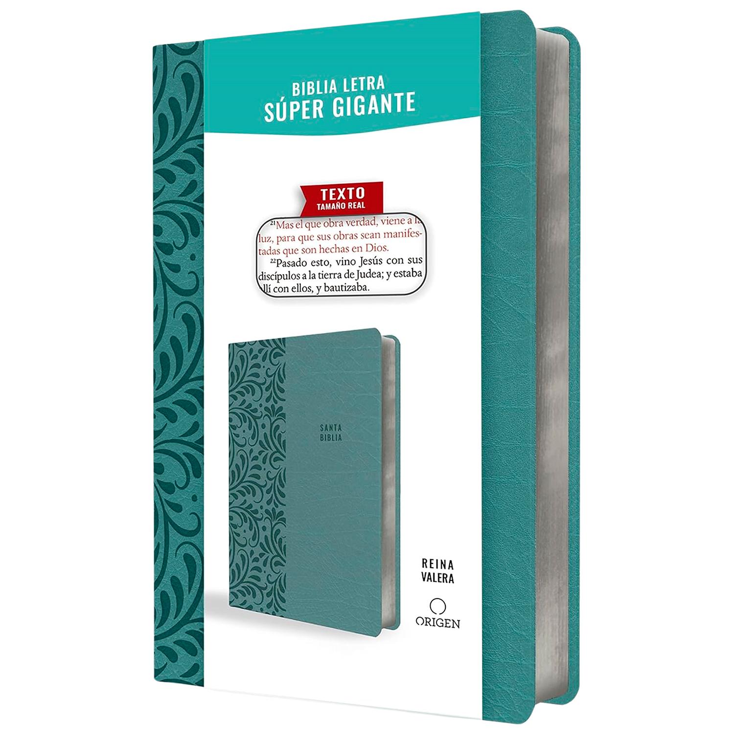 Santa Biblia Rvr 1960. Letra Super Gigante. Aguamarina Origen  x 1 Santa Biblia Rvr 1960. Letra Super Gigante. AguamarinaEl regalo perfecto para quienes buscan una Biblia en español con letra gigante.La Biblia Reina Valera 1909 con letra súper gigante es el regalo id