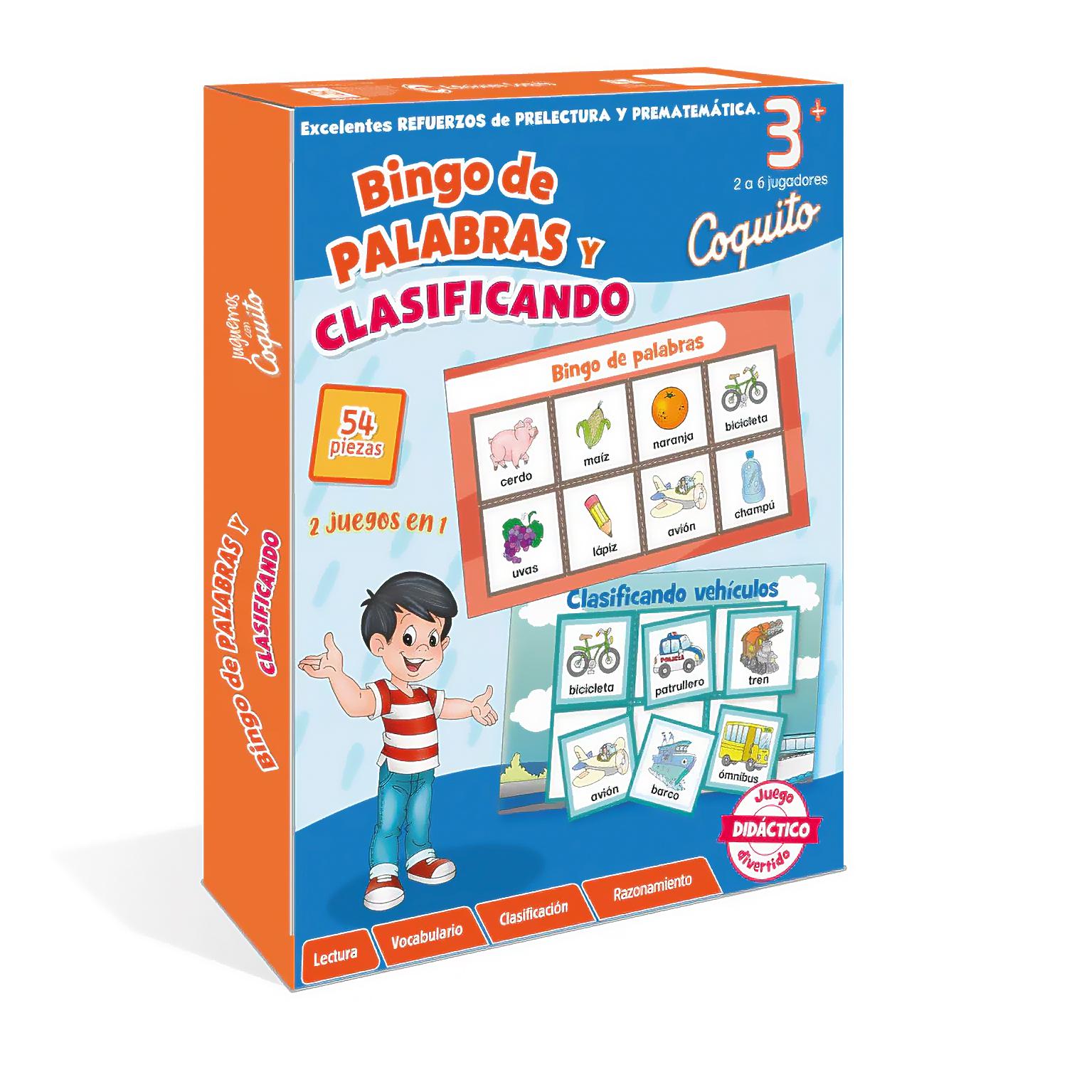 Coquito. Bingo De Palabras Y Clasificando Distribuidora Grafica Libro x 1 JUEGO DIDÁCTICO COQUITO  BINGO DE PALABRAS Y CLASIFICANDOJuego dida?ctico de mesa con el que los nin?os y nin?as adquieren o refuerzan de manera lu?dica las habilidades de lenguaje, tales como escuch