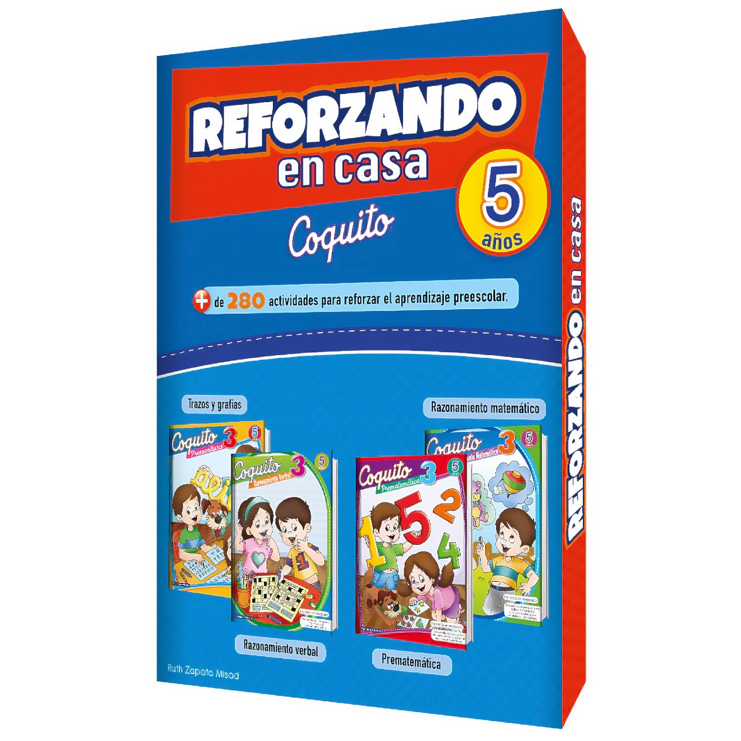 Coquito. Pack Reforzando En Casa 5 Años Distribuidora Grafica Libro x 1 Coquito. Pack Reforzando En Casa 5 AñosColeccio?n de cuadernos de trabajo para nin?os en edad pre-escolar, divididos en temas de importancia para reforzar, en casa, lo aprendido en el aula: trazos y g