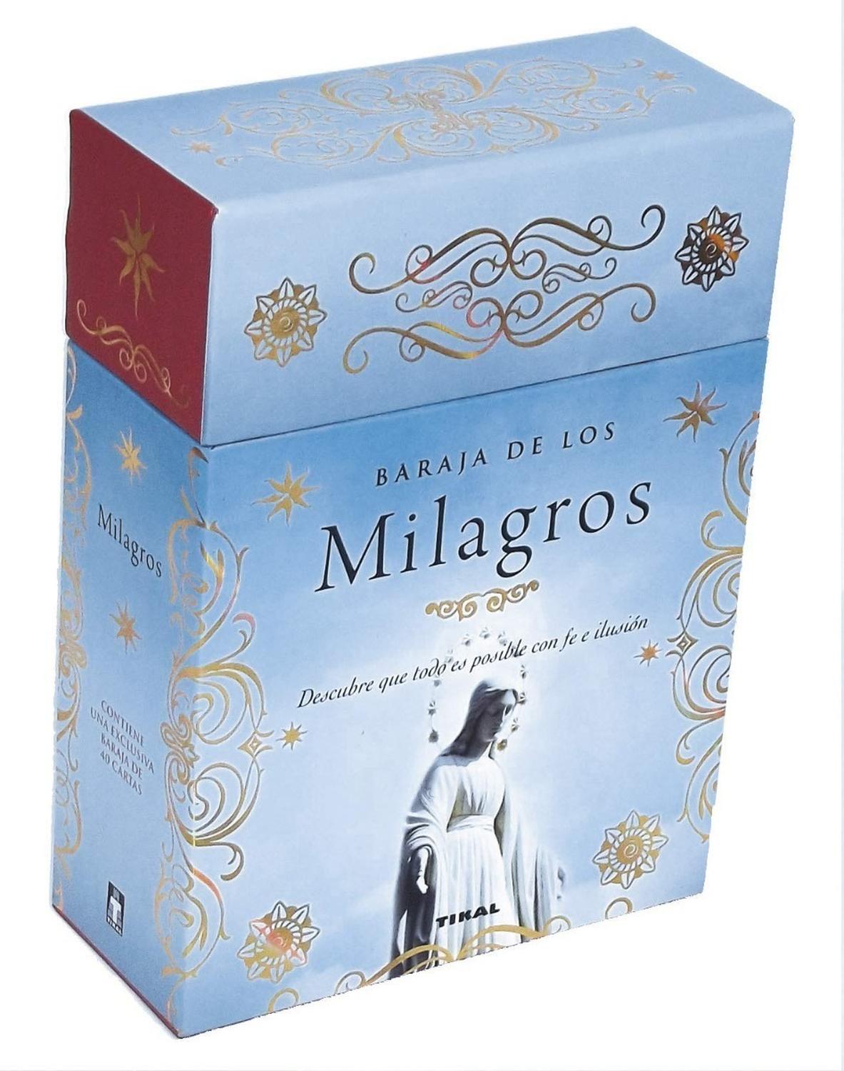 Baraja De Los Milagros. Incluye 40 Cartas Ediciones Tikal Libro x 1 BARAJA DE LOS MILAGROS (INC.40 CARTAS)Esta caja contiene un libro un libro en el que se hace una reflexión sobre el fenómeno milagroso y se dan a conocer hechos considerados prodigiosos en diferentes 