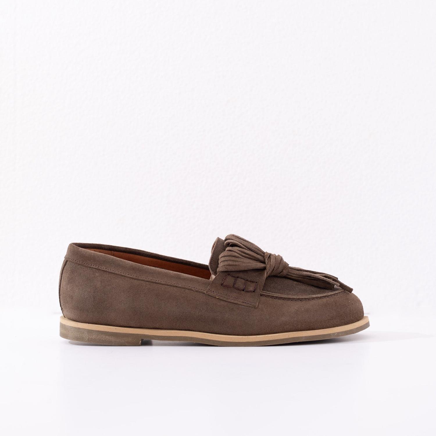 Mocasin Cuero Mujer Flora Taupe
