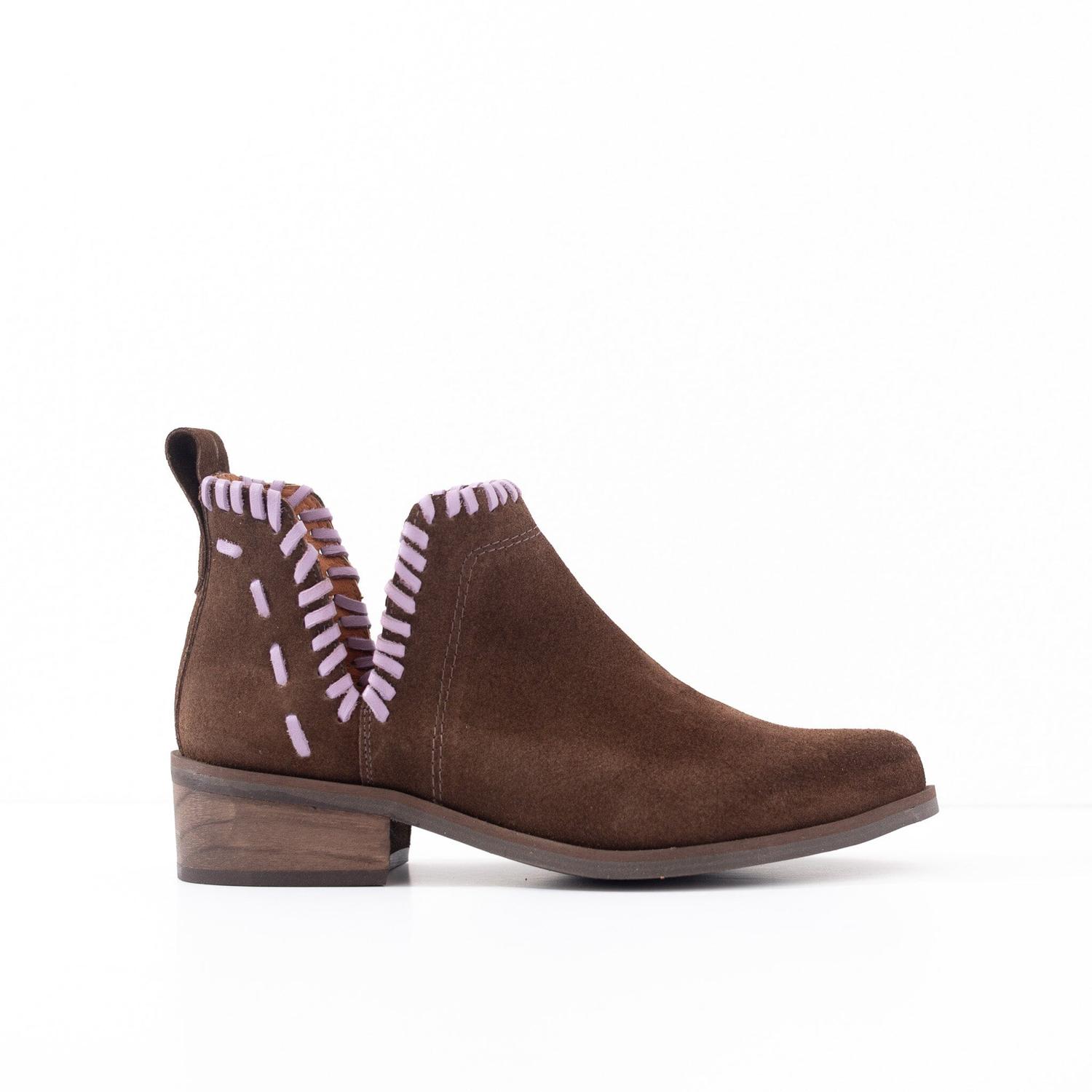 Botin Cuero Mujer Lumbre Cafe Lila