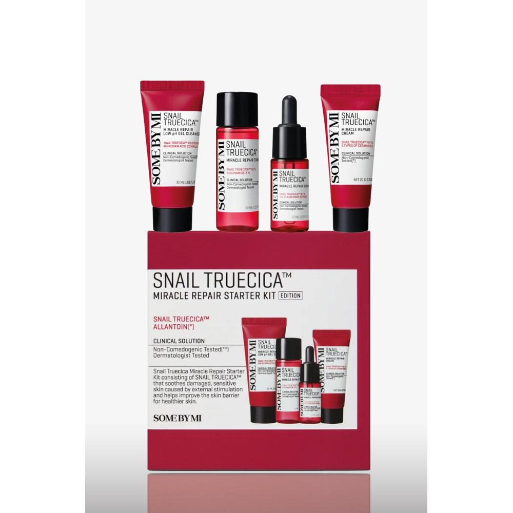 Snail Truecica Miracle Repair Starter Kit Some By Mi Set de 4 productos: Gel Cleanser 30ml, Toner 30ml, Serum 10ml, Cream 20g x 1 Snail Truecica Miracle Repair Starter Kit Some By Mi Set de 4 productos: Gel Cleanser 30ml, Toner 30ml, Serum 10ml, Cream 20g x 1