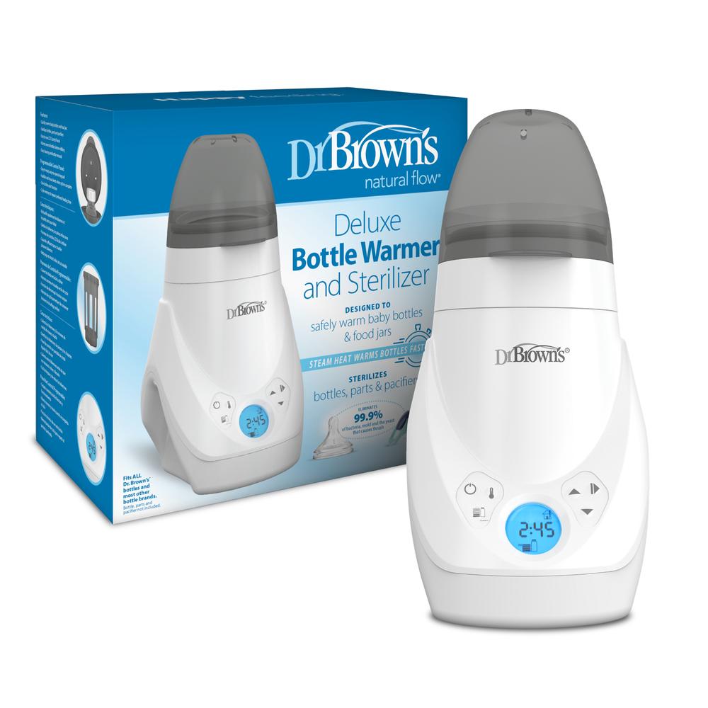Esterilizador y Calentador Dr Brown Teteros Deluxe Digital Dr Browns Unidad x 1 ¡El calentador de biberones Dr. Brown’s™ Deluxe más vendido ahora cumple una doble función! Calienta los biberones y los frascos de alimentos de forma rápida y segura, y desinfecta, utilizando el calo