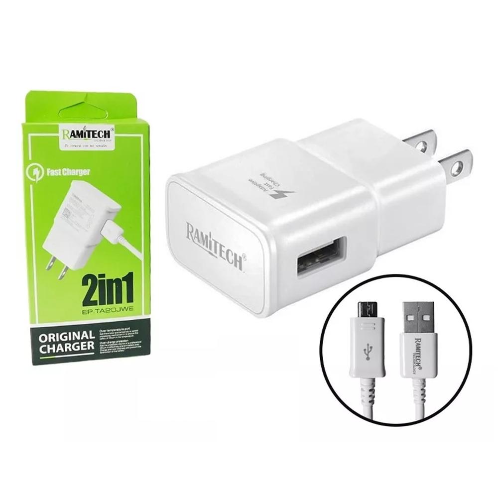 Cargador De Pared Carga Rápida 2 En 1 Con Cable Micro USB GENERICO Unidad x 1