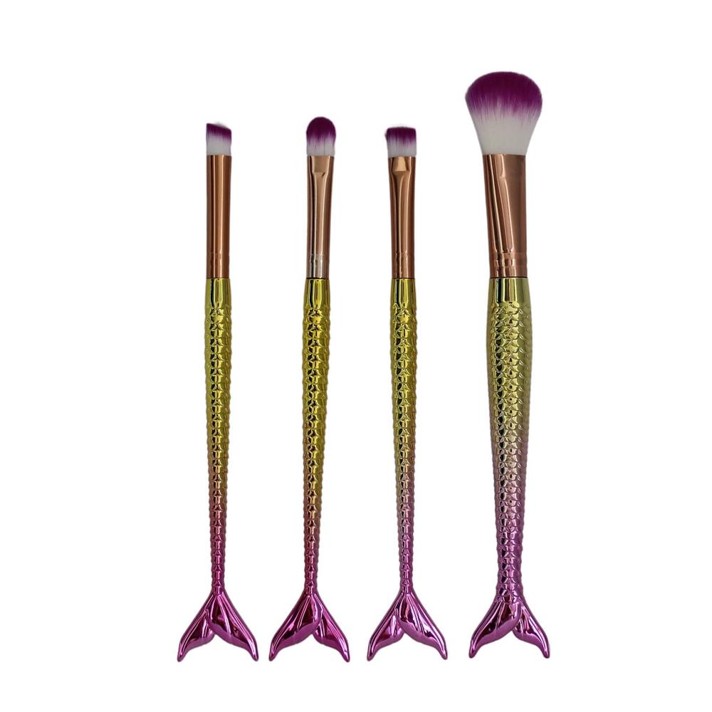 Kit de Brochas Sirena Para Maquillaje GENERICO Unidad x 4 ¡Lleva tu rutina de belleza al siguiente nivel con este encantador set de brochas de maquillaje inspirado en la magia del océano! Este kit incluye cuatro herramientas esenciales que te ayudarán a crea