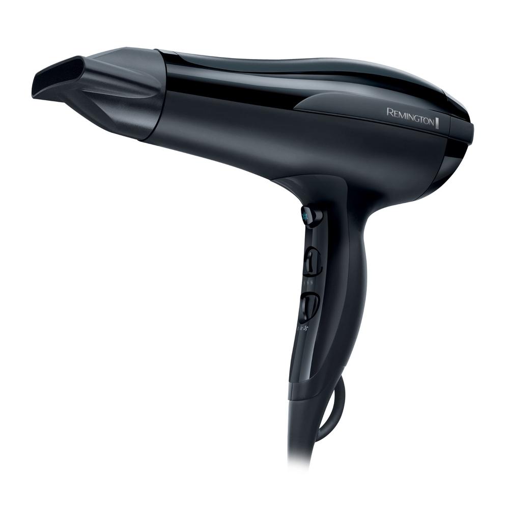 Secador Shine Therapy, Negro D5210C (110) F Remington Secador de cabello profesional con motor de 1875 watts, tecnología de cerámica con coco y titanio, 3 temperaturas, 2 velocidades, ráfaga de aire frío, concentrador incluido, filtro remov