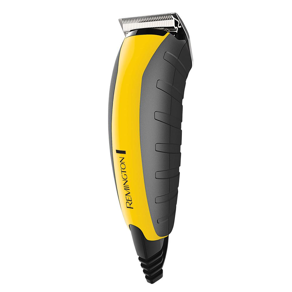 Máquina para cortar cabello motor profesional resistente a caídas Remington Kit 15 piezas: 8 Peines de guía, Cuchillas removibles, Cepillo para el cuello, Aceite lubricante, Tijeras, Capa y Estuche duro de almacenamiento x 15 piezas